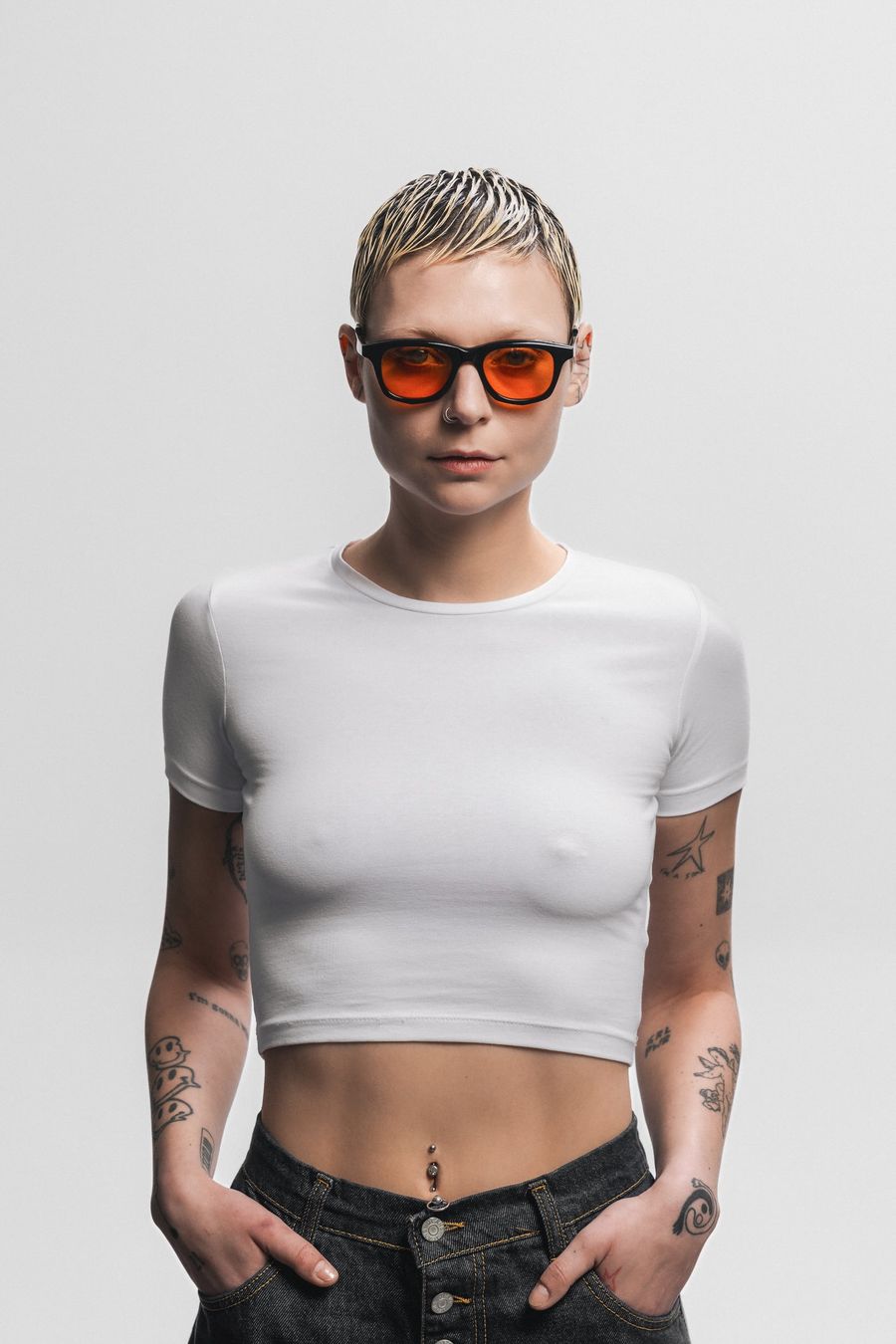 Drip Hard in Black, sunglasses, worn