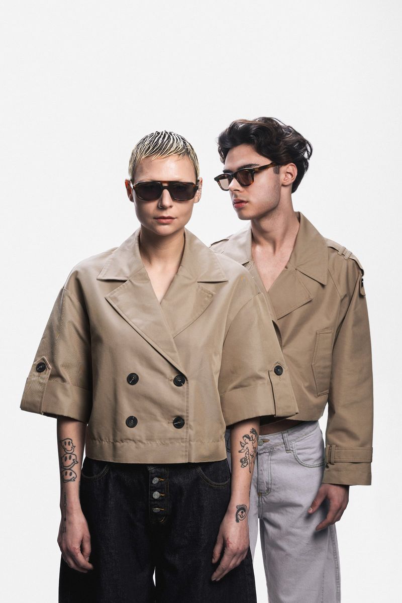 Two models wearing RIOT.SHADES frames, from the campaign